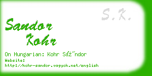 sandor kohr business card